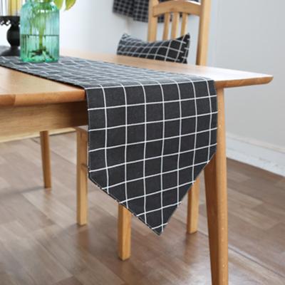 China White Stripe Christmas Table Runner Black Plaid Table Decor for Family Dinner Holiday Party Home Events 13x72in for sale