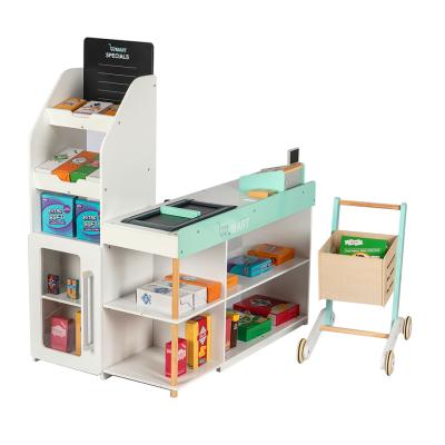 China Super Funny Luxury MDF Grocery Store With Trolley , Cash Register Several With Accessories for sale