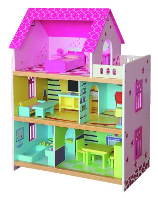 China Cheap Hot Sale Good Quality Kids Wooden Doll House Miniature Age 3-8 Years for sale