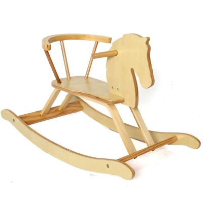 China Ride on Toy 2021 Fashion Modern Children's Big Toy For Kids Preshool Wooden Rocking Horse Brown Wooden Rocking Horse for sale