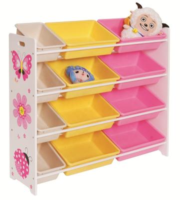 China Something can be placed on the shelf pink jungle series toy storage shelf with plastic baskets for sale