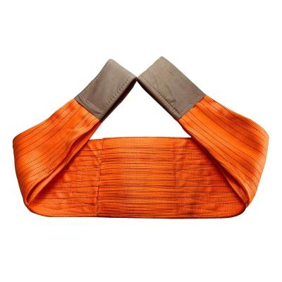 China Custom OEM Eye Crane Lifting Textile Soft Sling Flat Sling Webbing Sling 10Ton Webbbing Belt Flat Webbing Sling Orange Pcs Pipelifting Packing for sale