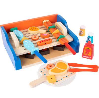 China Role Playing New Style Toys Girl Play House Children's Wooden Barbecue Toys Kids GRILL Skewers Set Hot Pot Ingredients Toy Set for sale