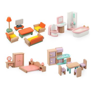 China Role Playing Toys Children's Role Playing House Play Dollhouse Furniture Wooden Small Toy Furniture Toys For Children for sale