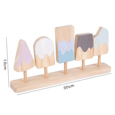 China Role playing toys new style INS selling simulation children's game hot wooden home ice cream toy macaroon ice cream dessert set for sale