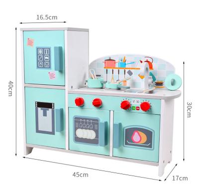 China Role Playing Combination Kitchen Toys New Style Mini Mini Kitchen Toys Small Fridge Wooden Kitchen Toys for sale