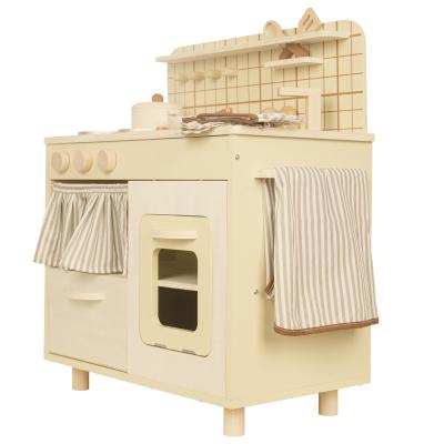 China Pretend Play Toy 2022 New Children's Play House Wooden Kitchen Toy Set Wooden Girl Cooking Home Kitchen Kids Simulation Toys for sale