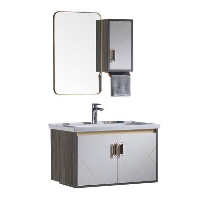 China Environmental Friendly Modern Hotel Plywood Cheap Bathroom Cabinet With Basin Vanity Mirror Cabinets Wall Mounted Set for sale