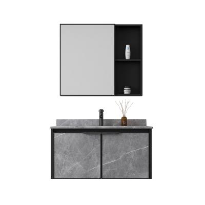 China Environmental Friendly New Style Aluminum Bathroom Vanity With Door Mirror Cabinet Drapery Vanities With Basin Aluminum Bathroom Cabinets for sale