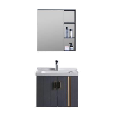 China Luxury Aluminum Wall Mounted Bathroom Cabinet Bathroom Sink Vanity Cabinet Enviroment Friendly Modern Bathroom Furniture Set New for sale