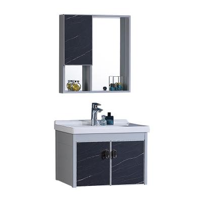 China Environmental Friendly Modern Bathroom Cabinet With White And Black Aluminum Vanity Mirror Cabinet Bathroom Wall Sink Cabinets for sale