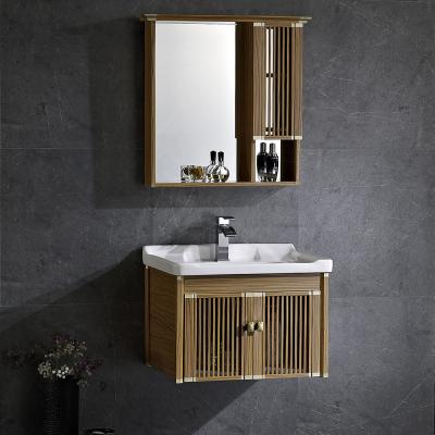 China Chaozhou New Bathroom Furniture Modern Cheap Price Aluminum Washroom Vanity Cabinet With Ceramic Sink WC Equipment for sale