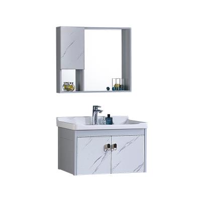 China Hot Selling Bathroom Cabinets Environmental Friendly Space Aluminum Material Wall Hung Mounted Nice 80cm High Quality Ceramic Basin Bathroom Vanity for sale