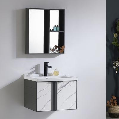 China Waterproof Modern Wall Mounted Bathroom Vanity Cabinets Aluminum Bathroom Vanity Cabinet Wash Basin Set for sale