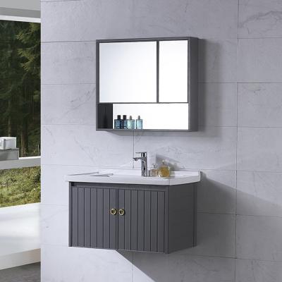 China 2020 waterproof modern aluminum bathroom sink cabinet from the wall set bathroom mirror cabinet bathroom vanity cabinet aluminum basin wash for sale