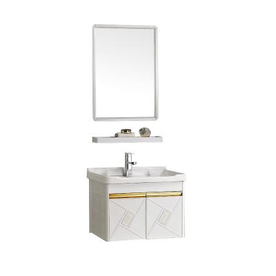 China 2018 new design environmental friendly aluminum furniture morden bathroom vanity cabinet with sink bathroom mirror cabinet made in Chaozhou for sale