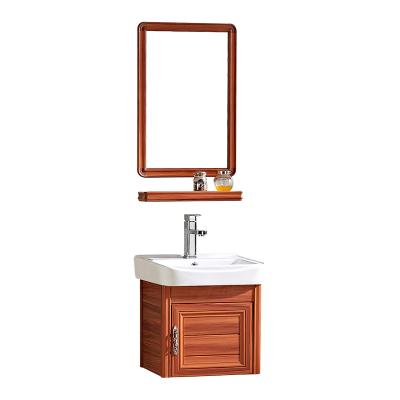 China Environmental Friendly Modern Aluminum Waterproof Small Size With Shelf Bath Mirror Cabinet Vanity Aluminum Bathroom Cabinet With Basin for sale