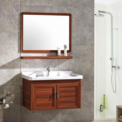 China Environmental friendly +waterproof+fireproof modern design bathroom cabinet vanity with worktop washbasin mirror cabinet aluminum bathroom cabinet with single sink for sale