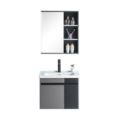 China Environmental Friendly Modern Gray Bathroom Vanities With Mirror Cabinet Wall Hanging Plywood Bathroom Cabinet Vanities With Ceramic Sink for sale