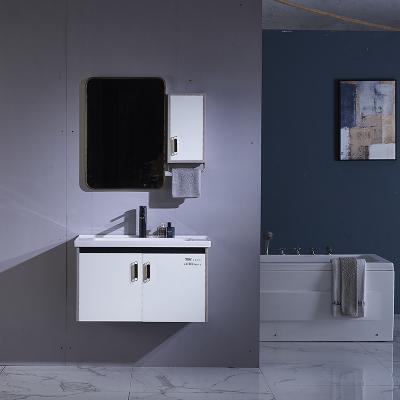 China Environmental Friendly Corner Wall Hanging Vanity With Mirror Plywood Bathroom Cabinet Waterproof Modern Sink With Paint Bathroom Cabinet for sale