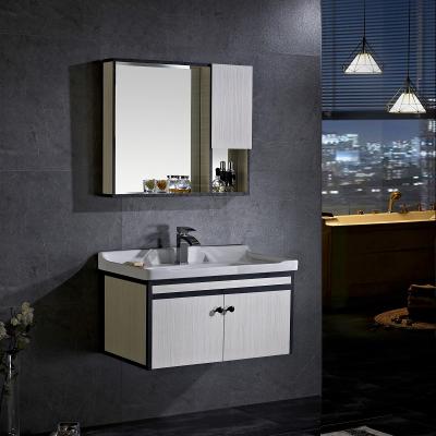 China Water Proof Modern Design New Bathroom Vanity With Tops Wash Basin Mirror Cabinet Aluminum Bathroom Cabinet With Mirror Cabinets Sinks for sale