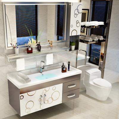 China Wall Mounted Bathroom Vanity Modern Environmental Friendly Luxury Bathroom Vanity Cabinet Made In Chaozhou Stainless Steel Bathroom Vanity Cabinet for sale