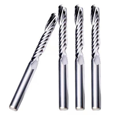 China Carbide 3.175mm shk cnc router bits one flute spiral end mill bit for sale