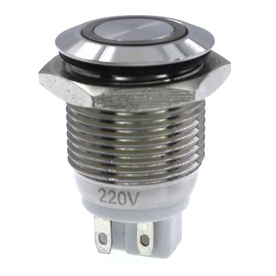 China Nickel Plated Stainless Steel / Brass With Led Lamp Illuminated 220 Volt Push Button Switch for sale