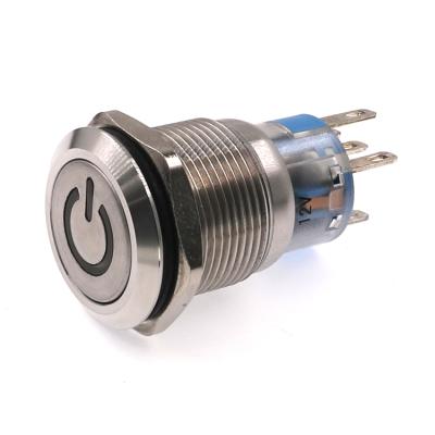 China Metal Power Brass Stainless Push Button Switch Nickel Plated/Without Led for sale