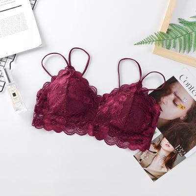 China QUICK DRY Removable Padded Bralettes Anti-Light Gathered Chest Bra Women Underwear Lace Bra Tube Top for sale