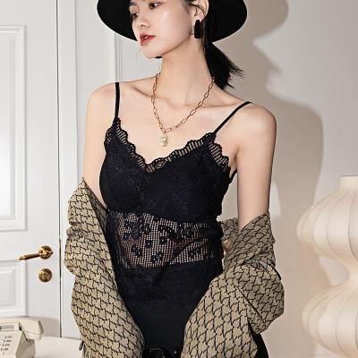 China Beautiful new style women lace back tube top strappy vest bra V-neck wireless strapless QUICK DRY camisole for sale