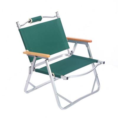 China Easy-carry Aluminum Alloy Portable Outdoor Leisure Beach Folding Wooden Armrests Shape Camping Chair Custom for sale