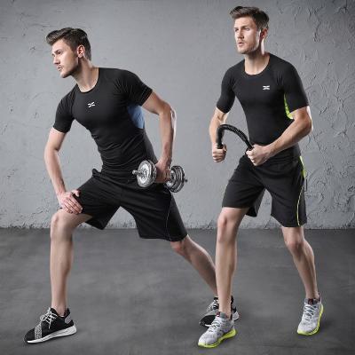 China Summer Breathable Two Piece Men Compression Gym Fitness Custom Wear Plus Size Sports Clothing Workout Quick Dry Set for sale