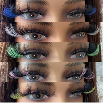 China New style 20-25MM colorful 3d color mink lashes party premium style fake eye lashes colorful handmade coloful eyelashes for sale