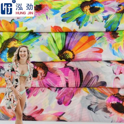 China Stain Resistant Quick Dry Lightweight Nylon Mesh Fabric Nylon Spandex Digital Printed Spandex For Summer Dress for sale