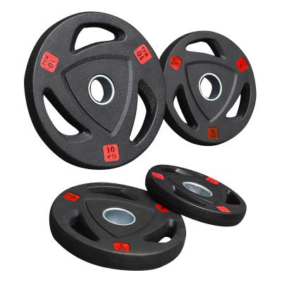 China Universal Black Bodybuilding Cast Iron Barbell Equipment Gym Weight Training Rubber Lifting Plates for sale