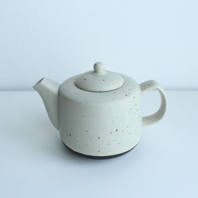 China Sustainable Pot 1200ml Ceramic Tea Set Coffee Teapot Simple Unique Rustic Style Water Ink Sand Beige Color Customized Drinkware for sale