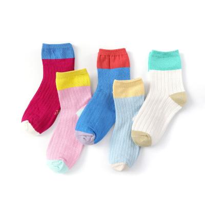 China Wholesale Cheap Stock Cotton Stripes Cartoon School Kids Socks Viable With Package for sale