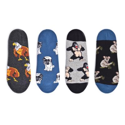 China Viable Custom Pack Unisex Colorful Funny Animals Dogs Invisible Happy Socks for sale