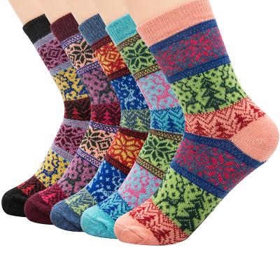 China Factory Wholesale Cheap Viable Winter LION Thick Warm Vintage Knitted Merino Wool Women Socks for sale