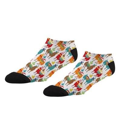 China Viable Custom Colorful Designs 360 Seamless Digital 360 Sublimation Ankle Printed Socks for sale