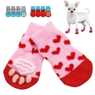 China Custom Viable High Quality Colorful Knitted Waterproof Cartoon Anti Slip Dog Socks for sale