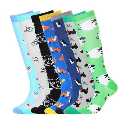 China Viable Wholesale Colored Knee High Animal Medical Unisex Nylon Sports Nurse 15-20 mmHg Compression Socks for sale