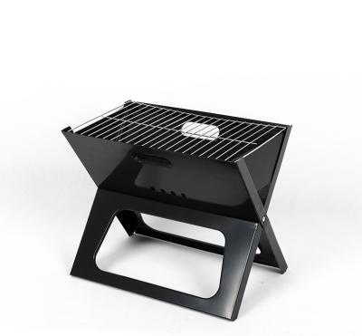 China Small Easily Assembled Outdoor Family Camping Barbecue Durable And Easy To Clean Black Notebook Charcoal Grill for sale