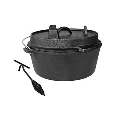 China Heavy Duty Dutch Pre-Seasoned Oven Camping Cooking Set Durable Hot Sale Cast Iron With Vintage Carry Storage Box for sale