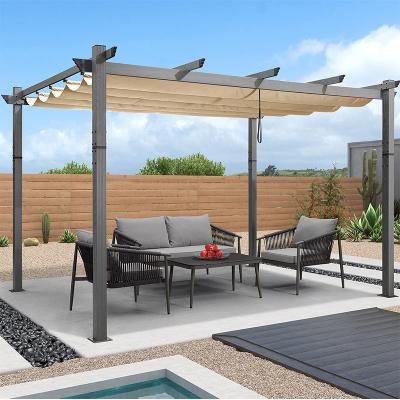 China Easily Assembled Aluminum Gazebo Garden Pergola Retractable Aluminum Profile Garden Gazebo Pergola With 3x4 Adjustable Canopies for sale