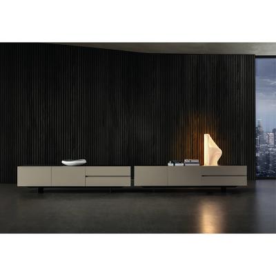 China Modern Luxury Steel-earth Wood Latest Design Practical Minimalist Metal Living Room Furniture TV Cabinet for sale