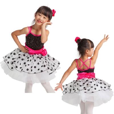 China Top Selling Dresses Kids Girls Ballet Tutu Dance Dress Magic Pink Satin Rosette Sequin-Spandex Leotard Dress 15011 for sale