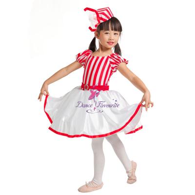 China Red/White Striped Lycra and Satin Petticoats Jazz Ballet Dance Costume Tutu Child Dresses 14008 for sale