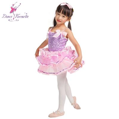 China Dresses Dance Favorite Dance Costume Child Sequin Spandex Top Lilac Sparkle Bodice With Ribbon Trim Pink Ballet Tutu 15302 for sale